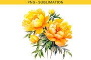 Yellow Peonies PNG Digital Download, Botanical Floral Sticker