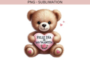 Feliz Día de San Valentín, Retro Design for Iron-On Transfers, Mexican T-Shirts, Spanish Valentine’s Day PNG, Cute Bear, Digital Downloads