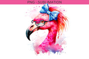 Tropical Pink Flamingo Digital Prints - Summer PNG Designs - Fun Flamingo Party