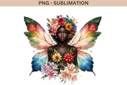 Floral Fairy Melanin & Black Girl PNG