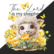 Lord is My Shepherd, Butterfly, Yellow Flowers, Sublimation Print