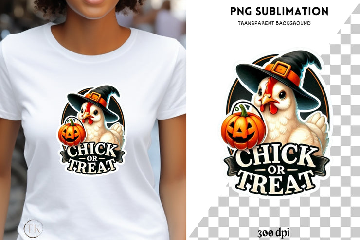 Chick or Treat Shirt Design for Chicken Lovers & Farm Animal Digital Download, Cute Chicken PNG, Sublimation for T-Shirts, Halloween Chicken