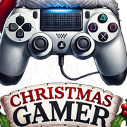 Christmas Gamer PNG, Merry Xmas Sublimation File with Game Controller & Santa Hat for Kids Holiday Digital Art, Christmas Gaming Design