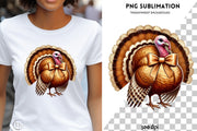 Thankful Turkey Day PNG, Thanksgiving Turkey Sublimation Design for Heat Press Transfers & Digital Downloads, Watercolor Thankful Turkey