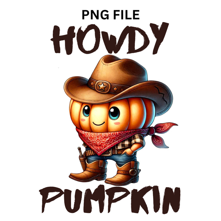 Howdy Pumpkin Png, Western Autumn Design Bundle, Halloween Shirt, Print on Demand, Sublimation Set, Fall Pumpkin, Cowboy, Coquette Pumpkin