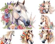 Horses with Flowers Clipart - 14 Png Files