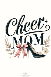 Cheer Mom PNG, Coquette Bow Cheer Mom Shirt Design for Sublimation & Digital Downloads, Digital Prints, Digital Crafting