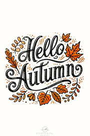 Hello Autumn, Fall Vibes, Digital Print for Tshirt Designs & Card Making, Sublimation PNG, Retro Fall, Transparent Fall, Crafting Download