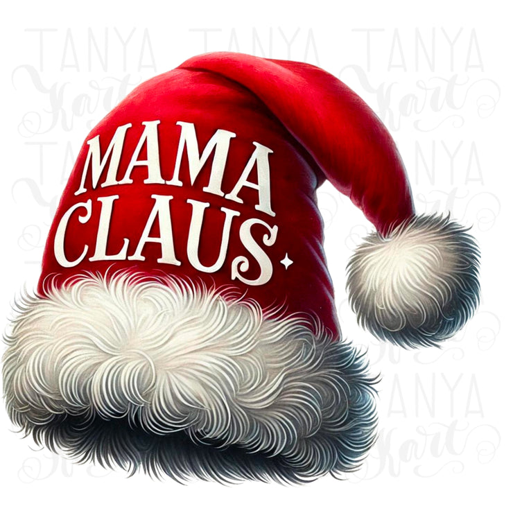 Mama Claus PNG for Shirt, Holiday Winter Design, Christmas Coquette Santa Hat, Retro Xmas Design, Mama Claus 2025, Cozy Christmas Club PNG