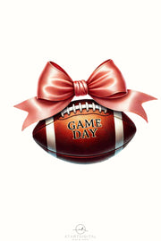 Game Day Coquette Bow PNG, Digital Download, Retro Football Sublimation Design, Cheerful Football Sublimation, American Football Fun