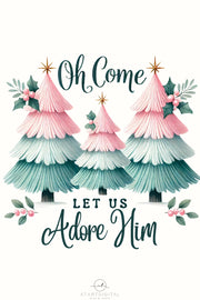 Christmas Jesus PNG | "Oh Come Let Us Adore Him" Religious Sublimation Design for Girly Coquette Christmas Gifts