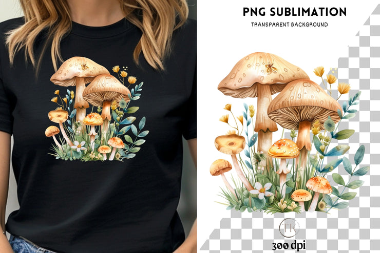 Mushrooms Sublimation PNG, Crafting File for Card Making & DIY Projects, Magical Mushrooms, Transparent Design, Digital Download for T-Shirt