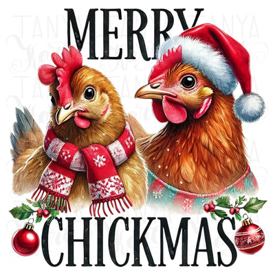 Merry Chickmas PNG | Funny Chicken Christmas Sublimation for Farm Animal T-Shirts & Cute Xmas Designs, Christmas Vibes, Digital Downloads