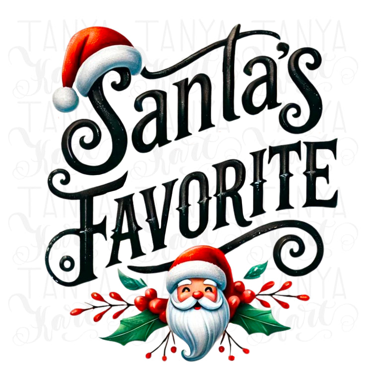 Santa's Favorite, Christmas PNG, Retro Shirt Design, Digital Download, Funny Christmas Tee, Sublimation Print, Festive Holiday Shirt Design