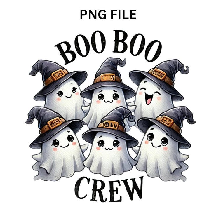 Boo Boo Crew Ghost Shirt PNG, Halloween Design Sublimation File, Stay Spooky, DTF PNG Designs, Transparent for Commercial Use, Spooky Vibes