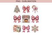 Pink Christmas Coquette Bow PNG | Preppy Holiday Design for Custom Christmas T-Shirts & Transparent Digital Art