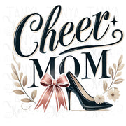 Cheer Mom PNG, Coquette Bow Cheer Mom Shirt Design for Sublimation & Digital Downloads, Digital Prints, Digital Crafting