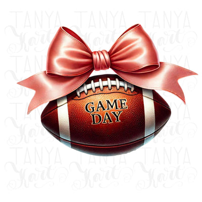 Game Day Coquette Bow PNG, Digital Download, Retro Football Sublimation Design, Cheerful Football Sublimation, American Football Fun