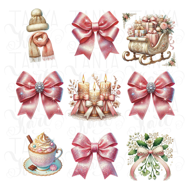 Coquette Christmas Bow PNG | Pink Bow Design for Merry Christmas Shirts, Custom Coquette Art & Digital Downloads