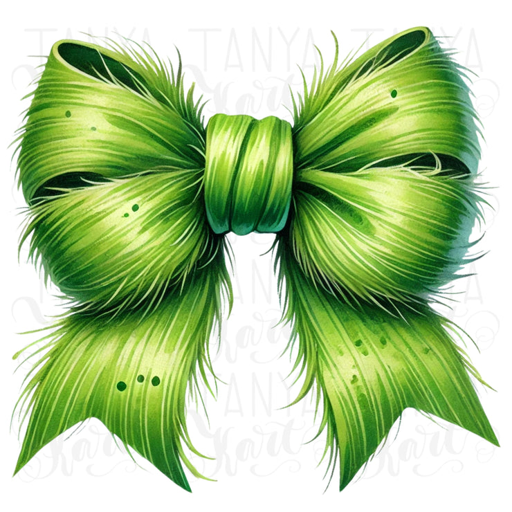 Green Coquette Christmas Bow PNG | Cute Christmas and New Year Sublimation Design for T-Shirts & Digital Crafting