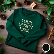 Folded Gildan 18000 Mockup for Christmas Sweatshirt Designs, Green Christmas Sweatshirt Mockup Bundle