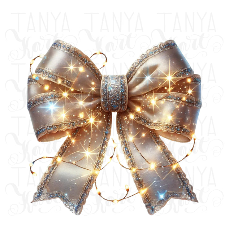 Christmas Lights Coquette Bow, Holiday PNG Design, Christmas Bow Sublimation Download, Bow PNG for Christmas Shirt Designs