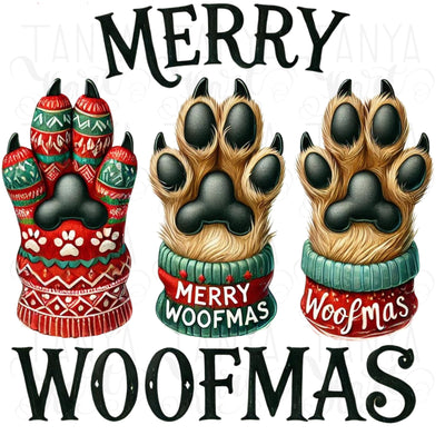 Merry Woofmas PNG, Cute Christmas Dogs Sublimation Design, Christmas Vibes, PNG Paws for Christmas T-Shirts & Cute Digital Stickers