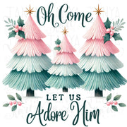 Christmas Jesus PNG | "Oh Come Let Us Adore Him" Religious Sublimation Design for Girly Coquette Christmas Gifts