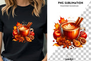 Autumn Warm Drink Digital Prints, Fall PNG Design