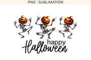 Dancing Skeletons & Pumpkin Head, Funny Halloween Designs for Kids, Moms, and Dads, Sublimation PNG, Happy Halloween Digital Download