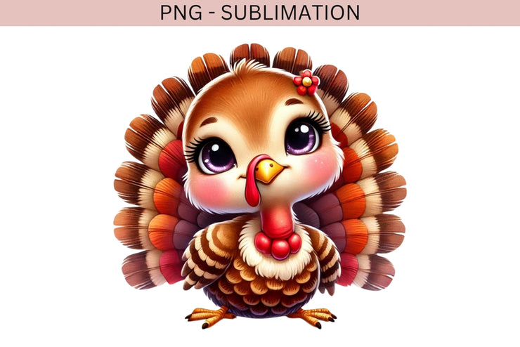 Cute Turkey PNG, Watercolor Thanksgiving Baby Design for Kids’ First Thanksgiving & Fall Shirt Sublimation, Thankful Turkey PNG