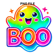 Neon Halloween Ghost PNG, Coquette Ghost for Trendy Halloween Designs, Cute Boo Ghost PNG, Perfect for Spooky Season