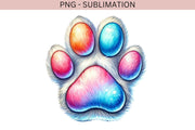 Colorful Dog Paw Print PNG | Animal Lover Sublimation for Dog Lovers, Digital Downloads & Gift Ideas