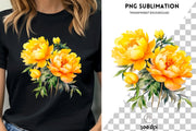 Yellow Peonies PNG Digital Download, Botanical Floral Sticker