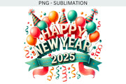 New Year's Eve PNG Digital Design for Holiday Shirts, Commercial Use, Inspiring 2025 New Year, Sublimation Design, Scrapbook & Poster PNG