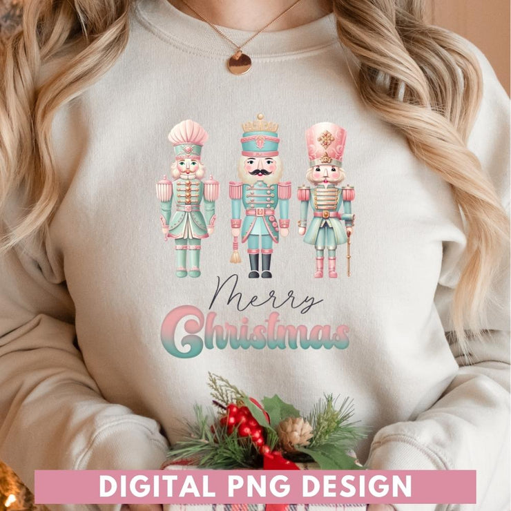 Blue Christmas Nutcracker PNG, Pastel Winter Graphics for T-Shirts, Mugs, Pillows