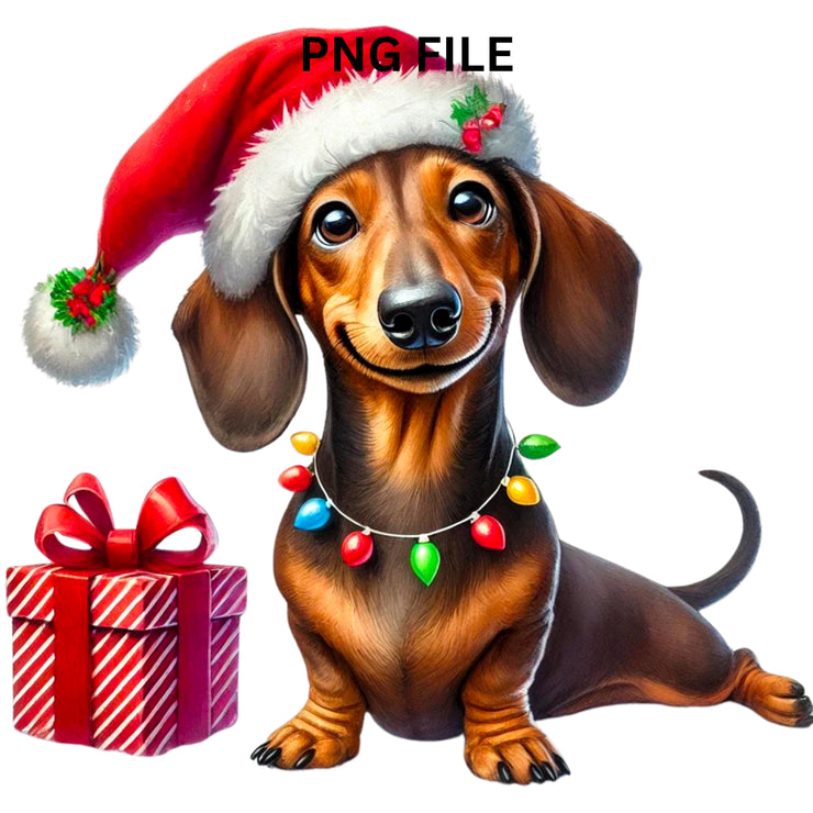 Dachshund Christmas Png, Cute Pet Sublimation Graphics for Tshirts, Christmas Animal for Tumblers & Cards, Holiday Dog Digital Prints