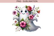 Spring Ghost with Flowers PNG, Girl Ghost for Easter Sublimation, Pastel Digital Downloads, Boujee Ghost, Floral Easter Design, Spring Art