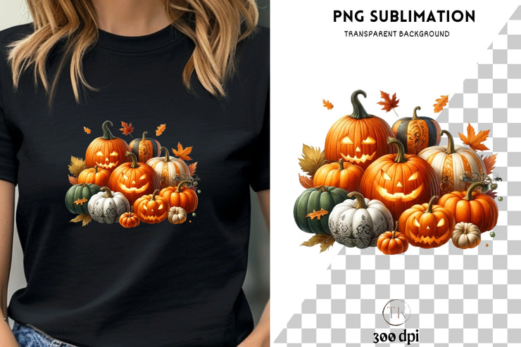 Watercolor Pumpkin, Halloween Design, Sublimation File, Fall Vibes Pumpkin T-Shirt PNG Digital Download, Fall Pumpkin PNG Designs