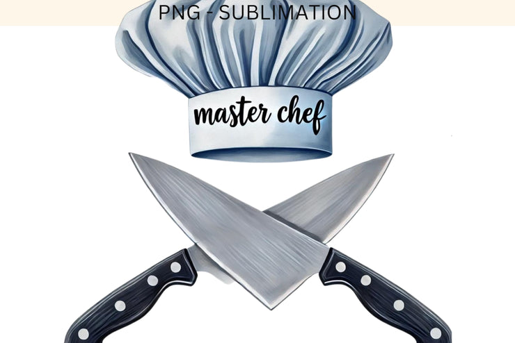 Master Chef, Knife PNG, Logo Design, Digital Print, Sublimation PNG for T-Shirts & Cards, Kitchen Quote, Chef Design, Funny PNG for Crafting