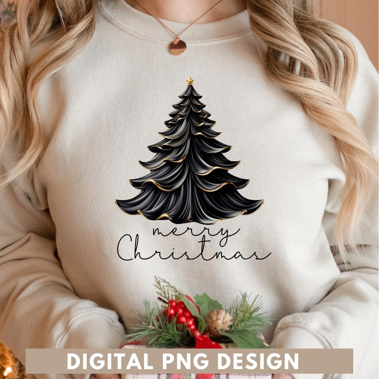 Black Christmas Tree PNG Sublimation Design