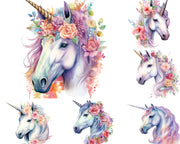 Watercolor Fairytale Unicorns Clipart