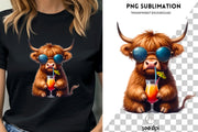 Highland Cow, Beach Vacation, Summer PNG, Sublimation Print