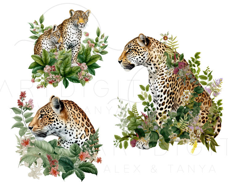 Leopard In Flowers Png Clipart - 10 Png Files