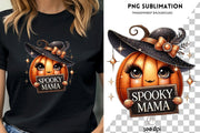 Spooky Mama, Funny Autumn, Coquette Pumpkin, PNG Digital Download for Tshirt Designs, Pumpkin Season, Digital Print for Card Making, Fall