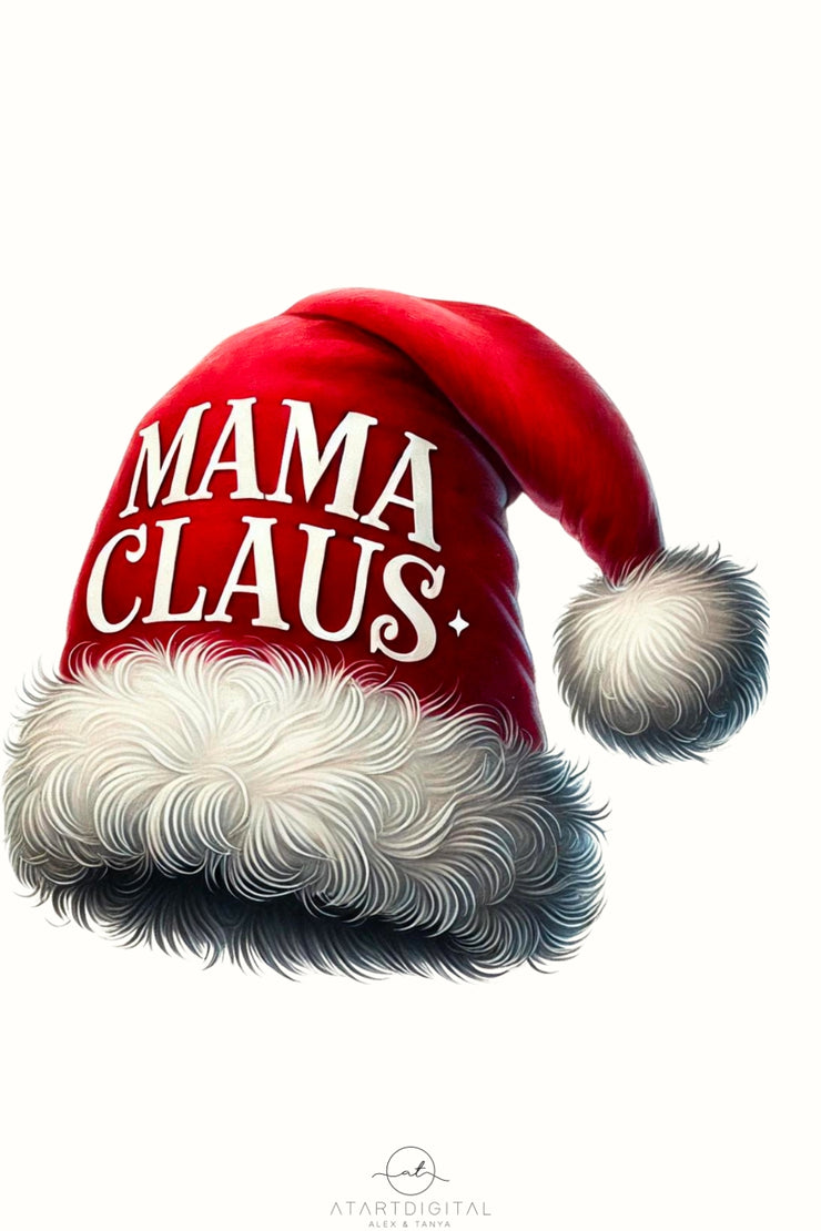 Mama Claus PNG for Shirt, Holiday Winter Design, Christmas Coquette Santa Hat, Retro Xmas Design, Mama Claus 2025, Cozy Christmas Club PNG