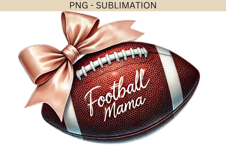 Football Mama PNG & Coquette Bow, Preppy Football Shirt Design, Instant Download Sports, Coquette Football, Girly Shirt, Sweatshirt Designs