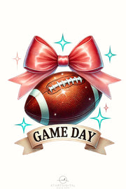 Football Game Day PNG, Instant Download, Chic Football Mom PNG Graphics, Ready to Press, Fall Preppy Football Vibes, Coquette Bow PNG