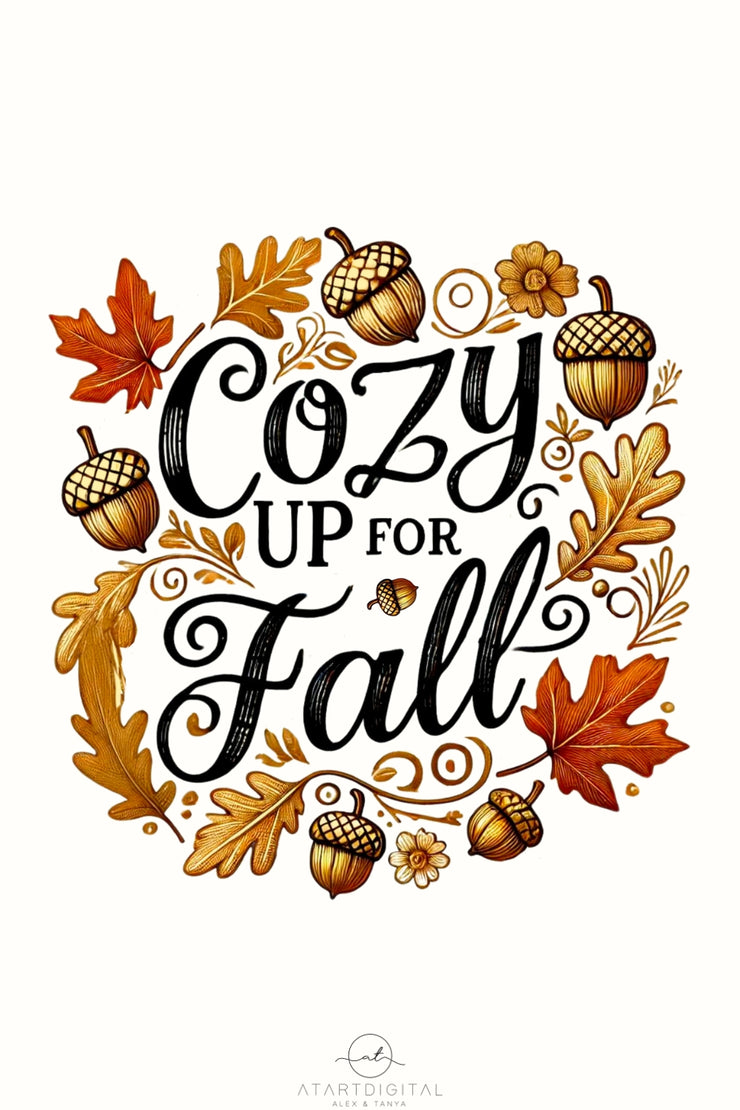 Cozy Up for Fall, Retro Fall PNG Digital Crafting, Autumn Shirt Designs, Card Making, Tshirt Design, Fall Vibes Digital Print, Autumn Leaves