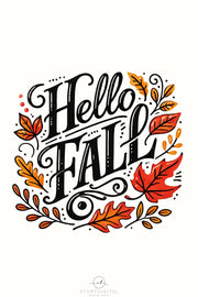 Hello Fall PNG - Digital Leaf Print for Card Making, Autumn Leaves Sublimation PNG, Transparent Designs for DIY Shirts, Fall Vibes Png